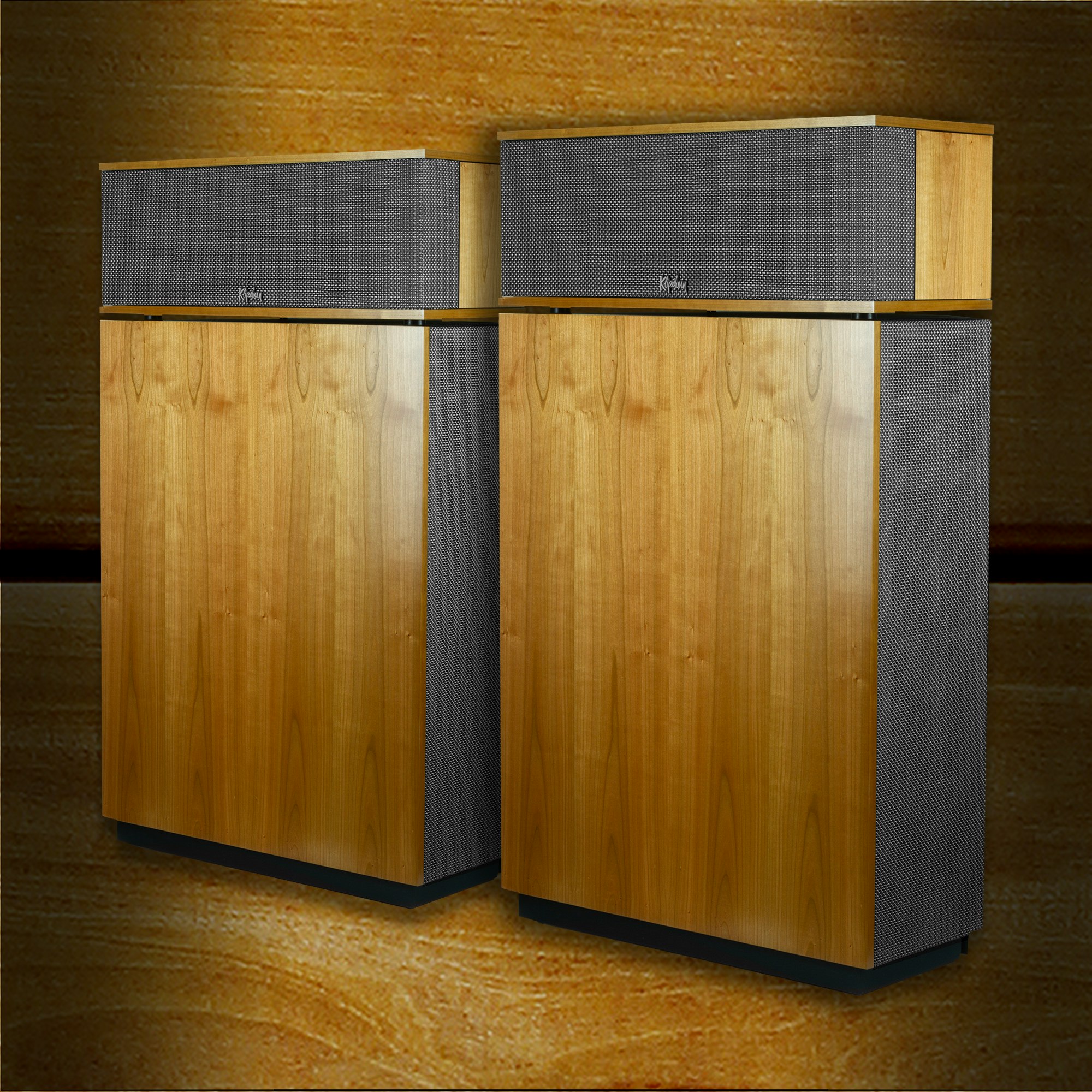 A pair of Klipschorns with book matched Wood Veneer